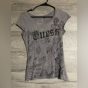 GUESS T-SHIRT GIRLS SIZE S GRAFITTI SHIMMERING GRAY SUPER CUTE!!